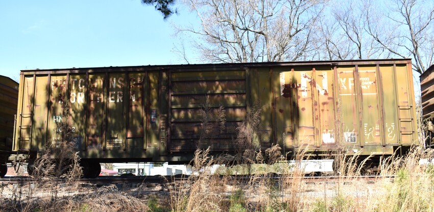 Photo of Hutchison Northern boxcar #1012 sits in the AC&W yard in Star, NC